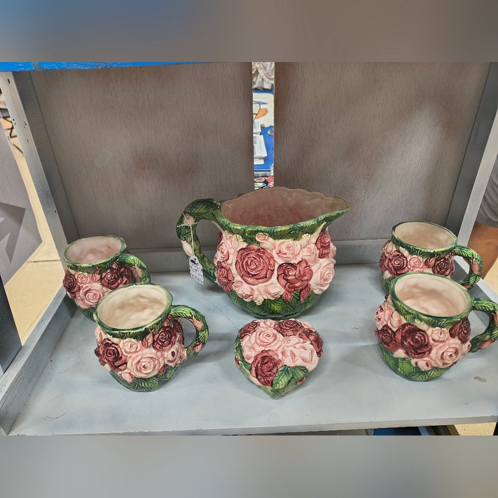 Vintage Ceramic Pitcher and Mugs Set by The Haldon Group